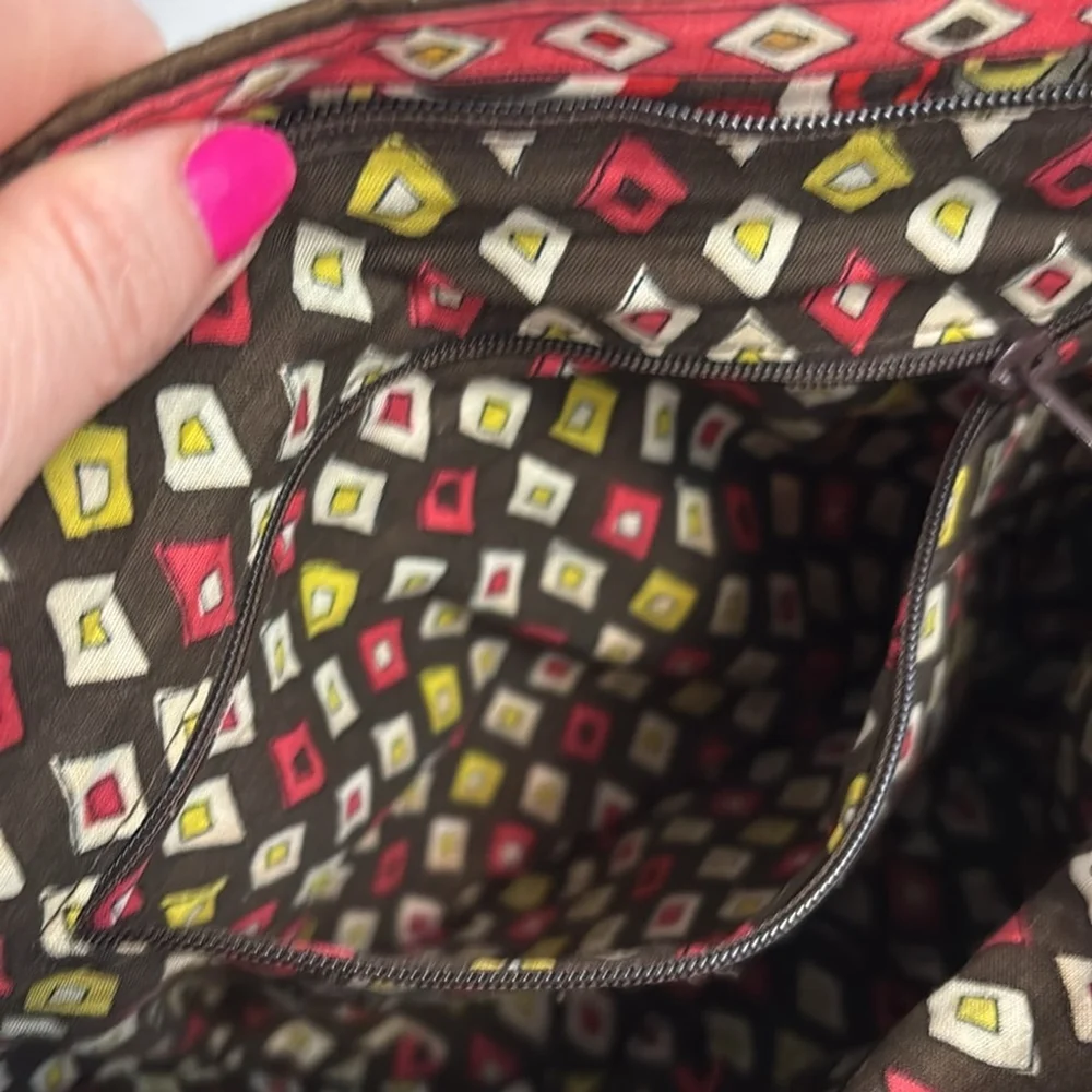 VERA BRADLEY PUCCINI (retired print) tote bag satchel multi pockets brown orange - Picture 13 of 17